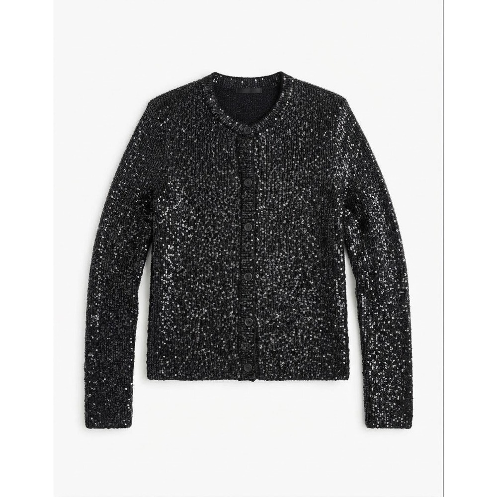 Future Collective Black Sequin Button Up Cardigan Sweater Sparkle Party Glam XL